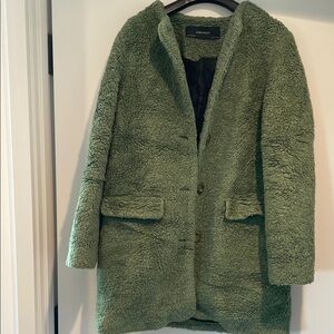 Zara Green Faux Fur Coat